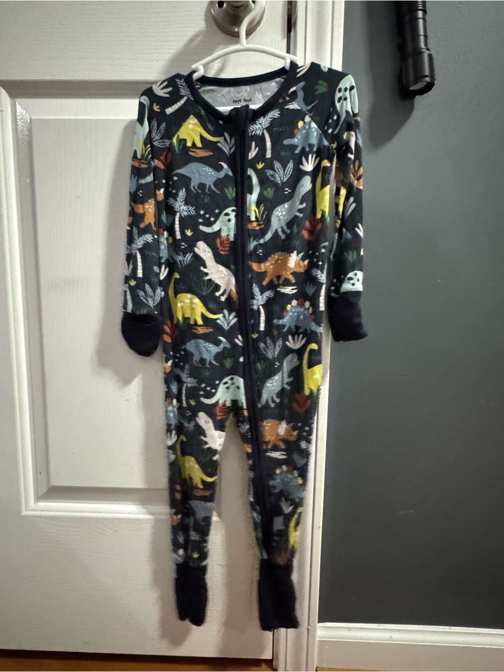Little Sleepies Navy Dinosaur Zip Footed One-Piece